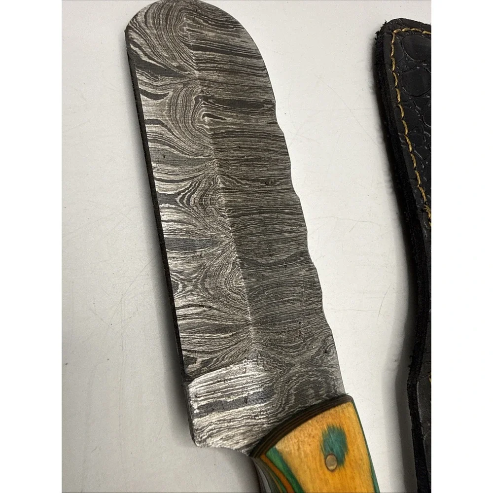 Handmade Damascus Steel Hunting Knife With Sheath Pink